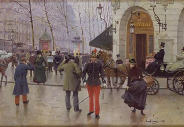 Le boulevard des Capucines et le théâtre du Vaudeville, 1889